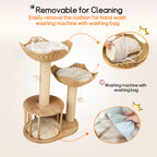 🐾 Arbre à chat design naturel - 3 niveaux, paniers & niche